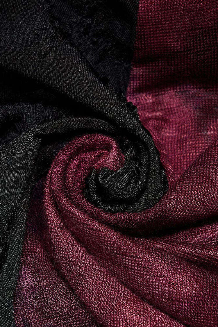 Crimson Noir Flared Bell Sleeves Stitched Hooded Women's Vintage Gothic Overcoat