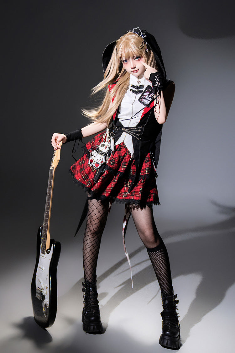Rock Bunny Hooded Punk Skirt Set
