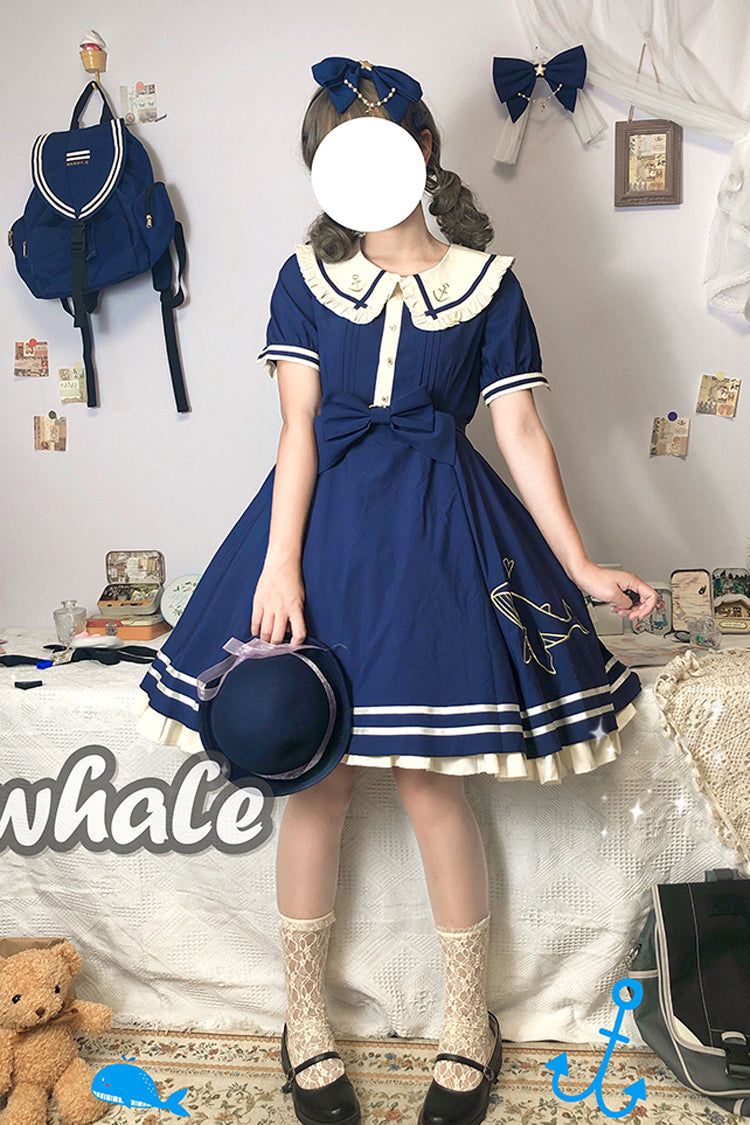 Navy Sailor Short-Sleeved Sweet Lolita OP