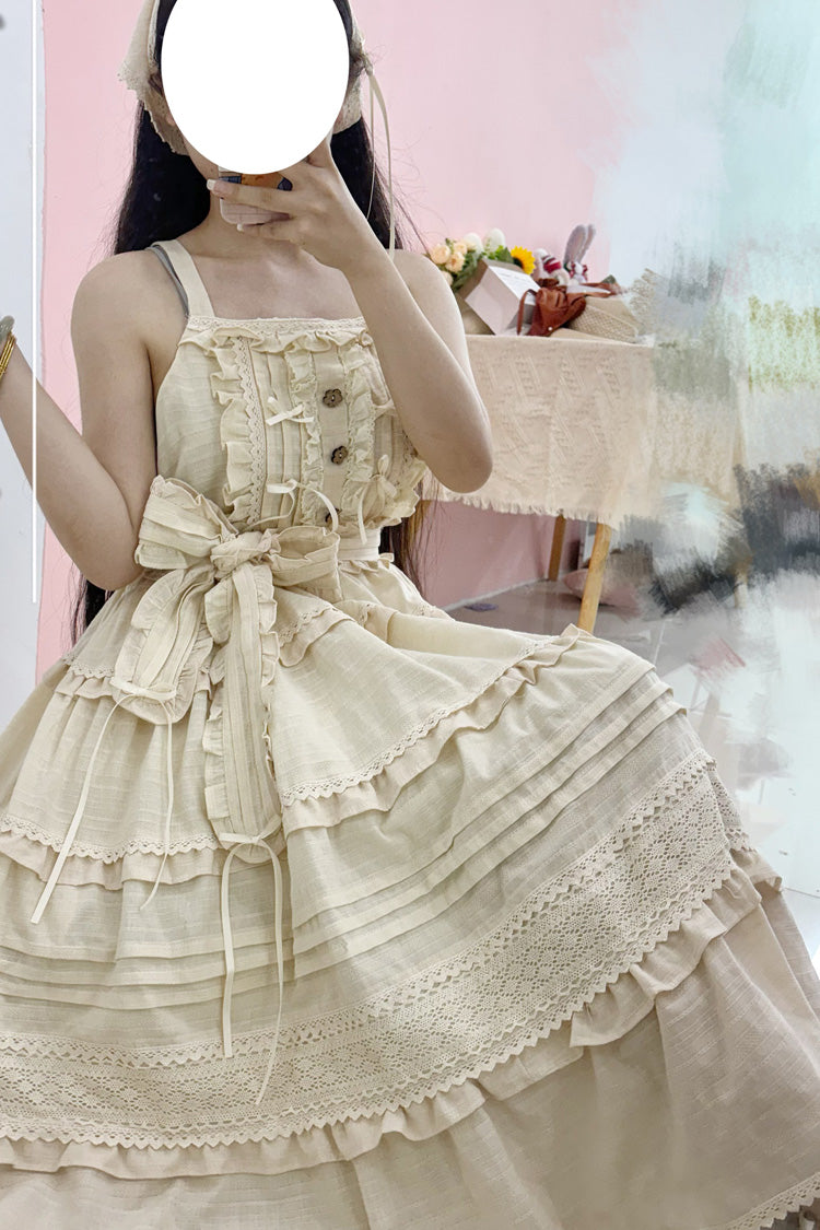 Summer Flower Tea Ruffle Bow Lace Sweet Lolita Jsk Dress 6 Colors