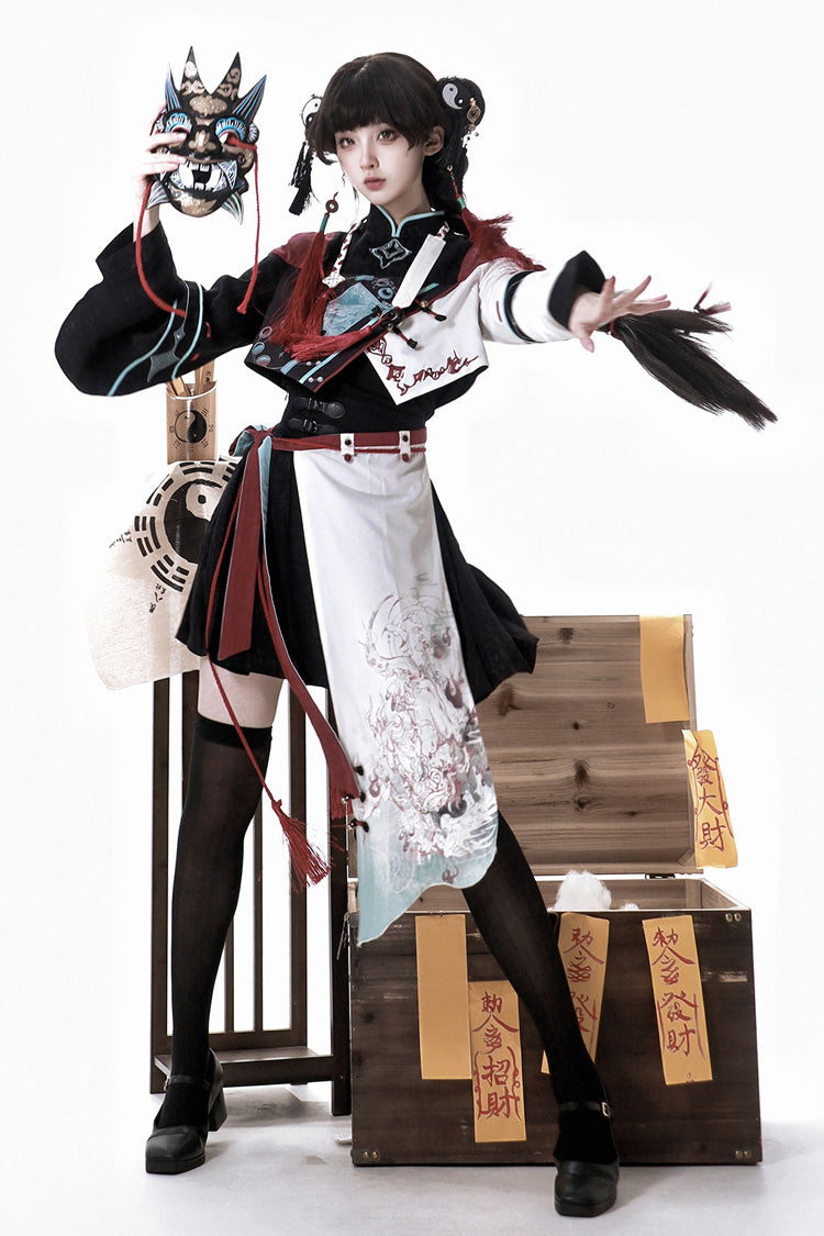 Walking With Demon Asymmetric Gothic Chinese Ouji Skirt