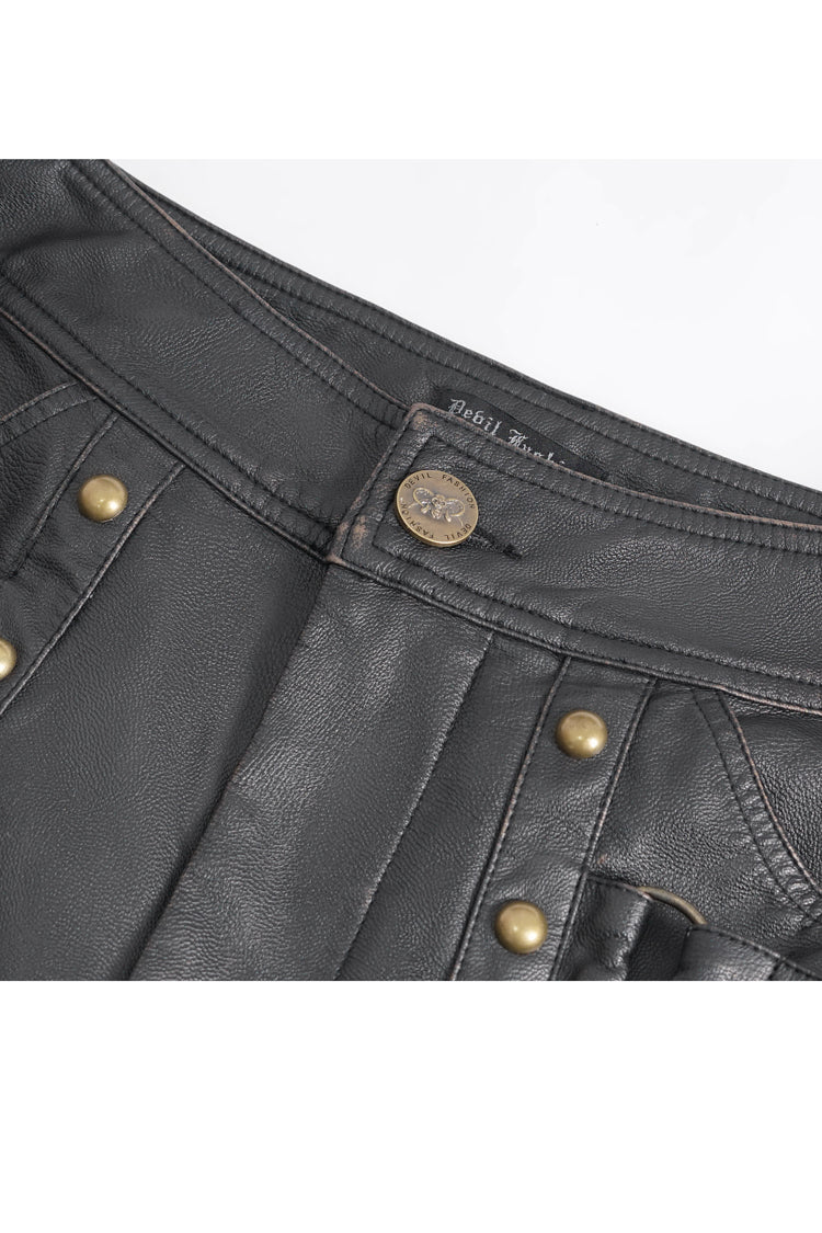 Men's Gothic Pants with Bronze Studs & Oversized Pocket