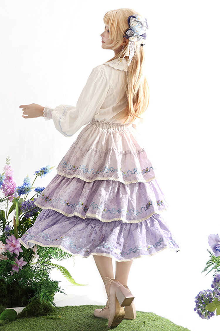 Moonlight Iris Printed Lace Skirt