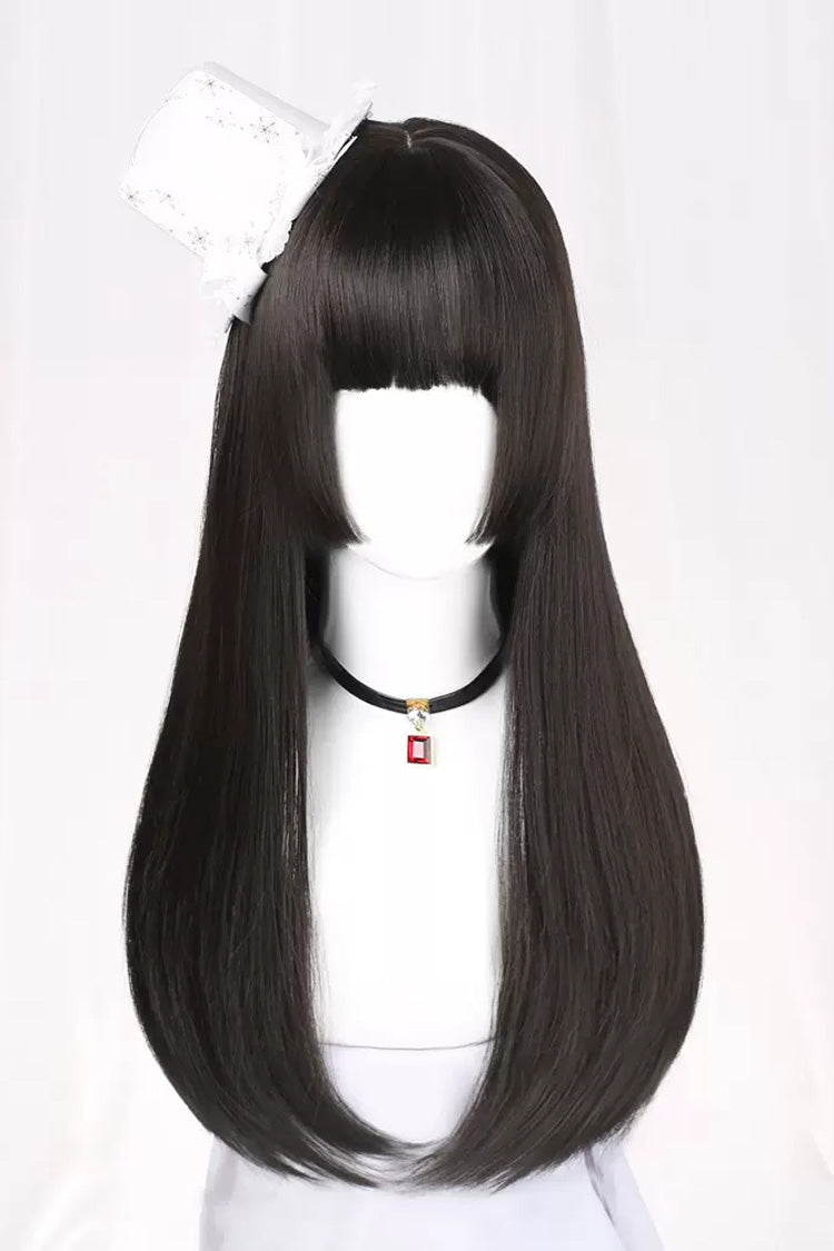 Gothic Lolita Wig with Long Straight Hair & Hime Cut Style