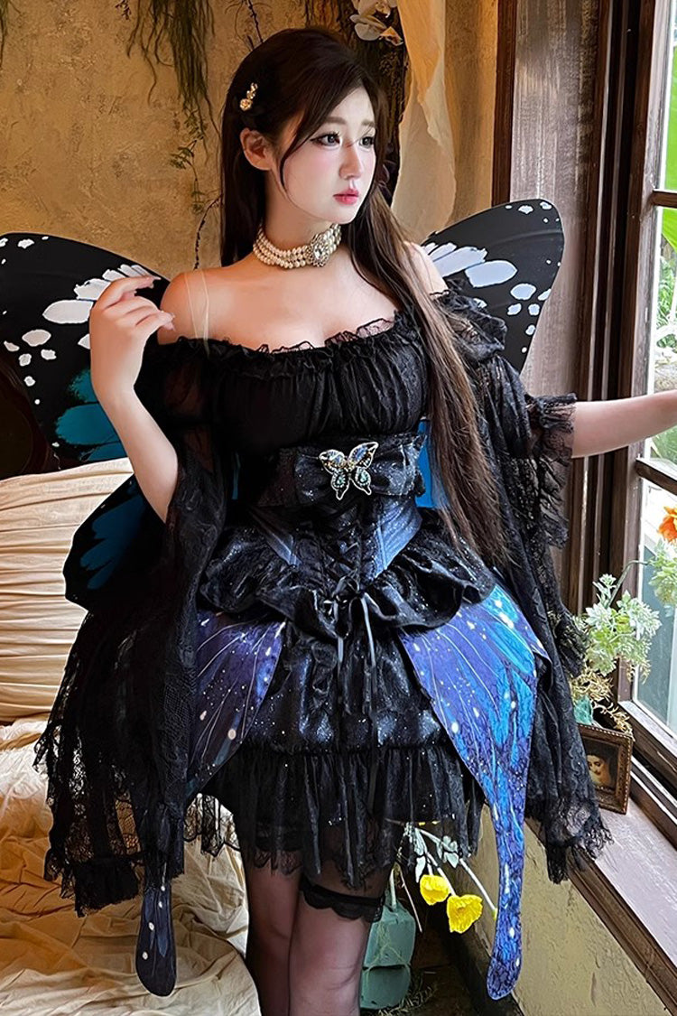 Sweet Lolita Skirt with Butterfly Print and Bowknot