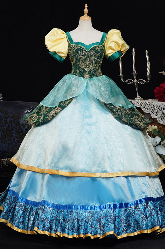 Square Collar Lantern Sleeve Embroidered Lace Victorian Palace Dress