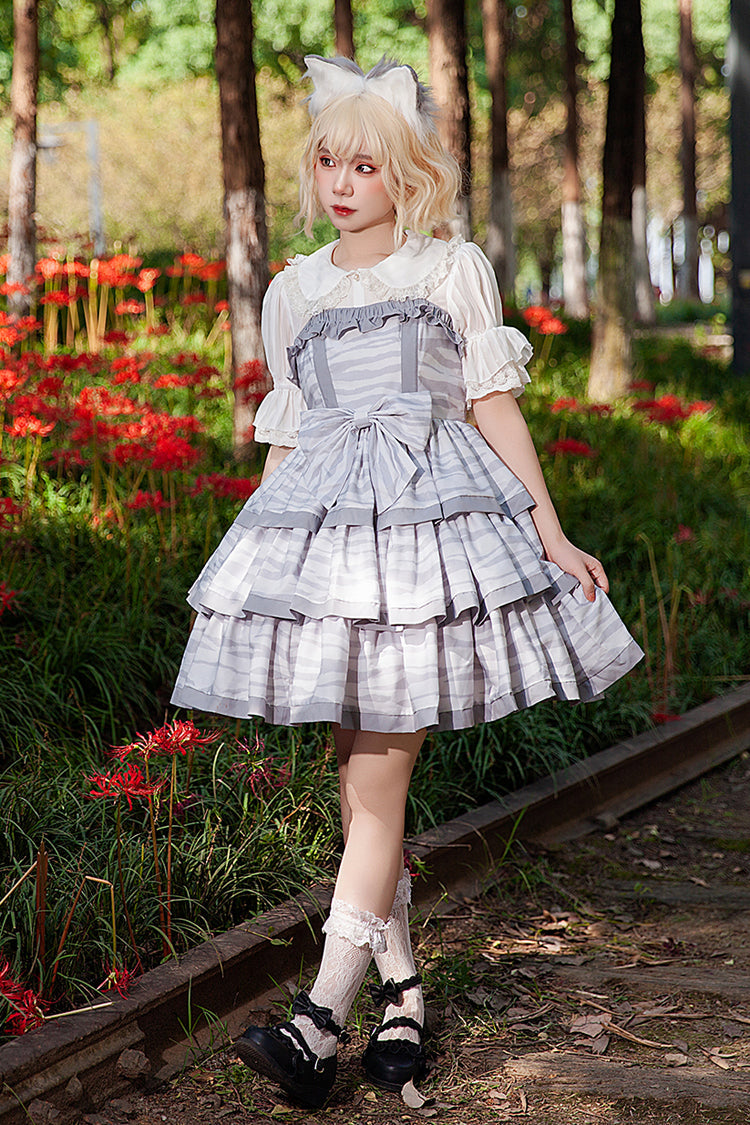 Ash Triple-Layered Ruffle Bowknot Sweet Lolita Gown