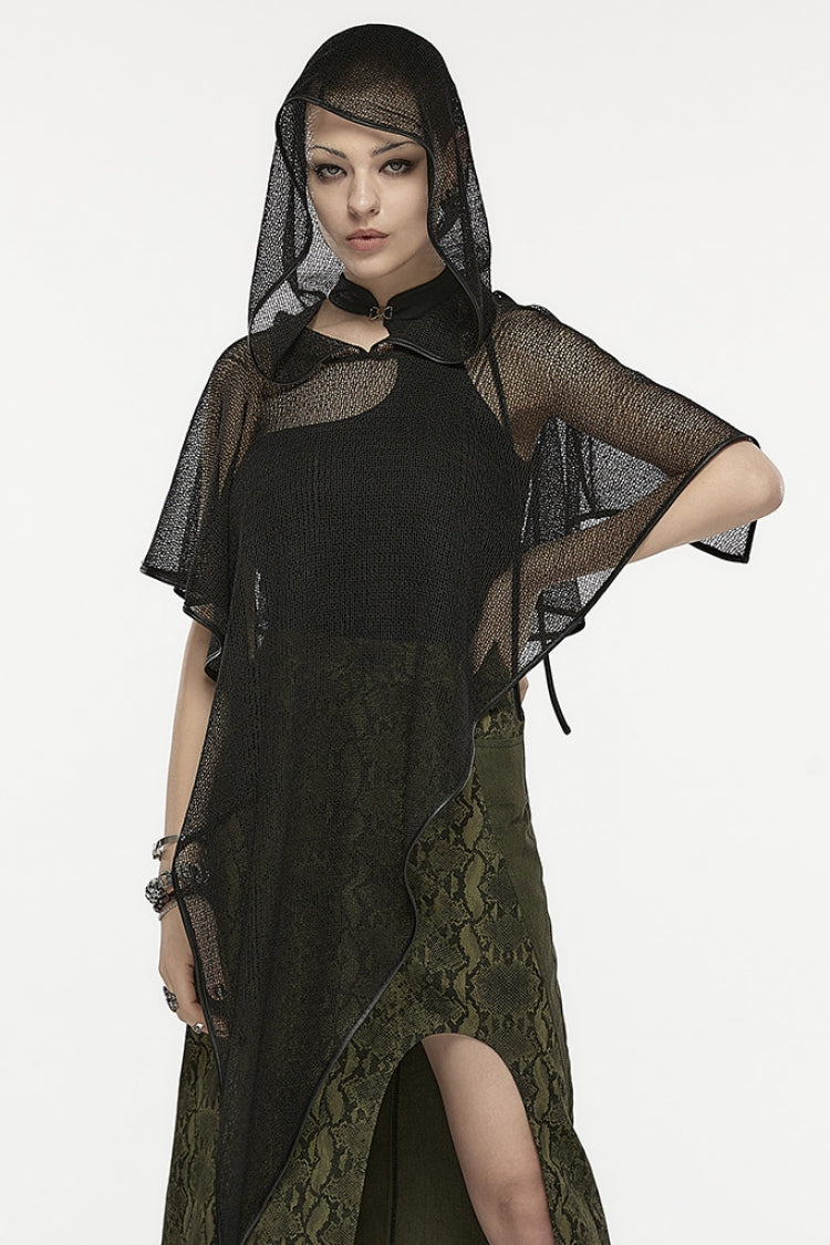 Hooded Gothic Cloak with Cutout Details for Women