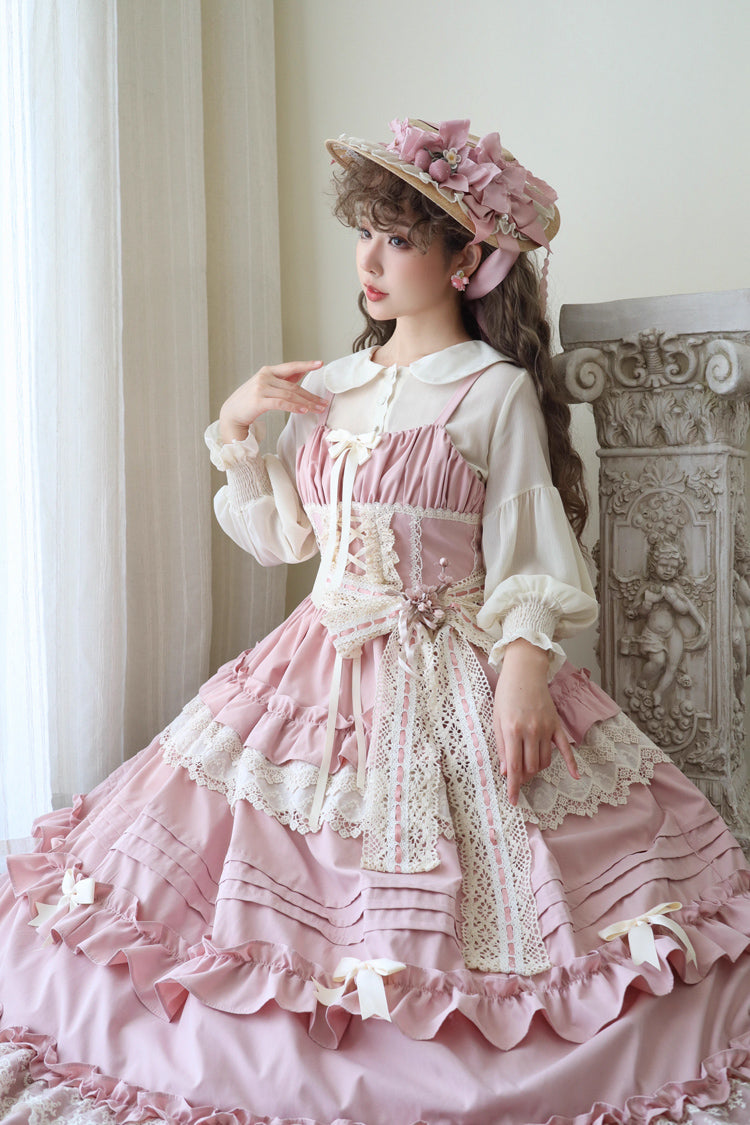 Lillian Ruffle Bow Lace Sweet Lolita Jsk Dress 4 Colors
