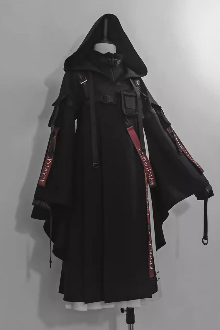 Gothic Hooded Cardigan with Blade Accents