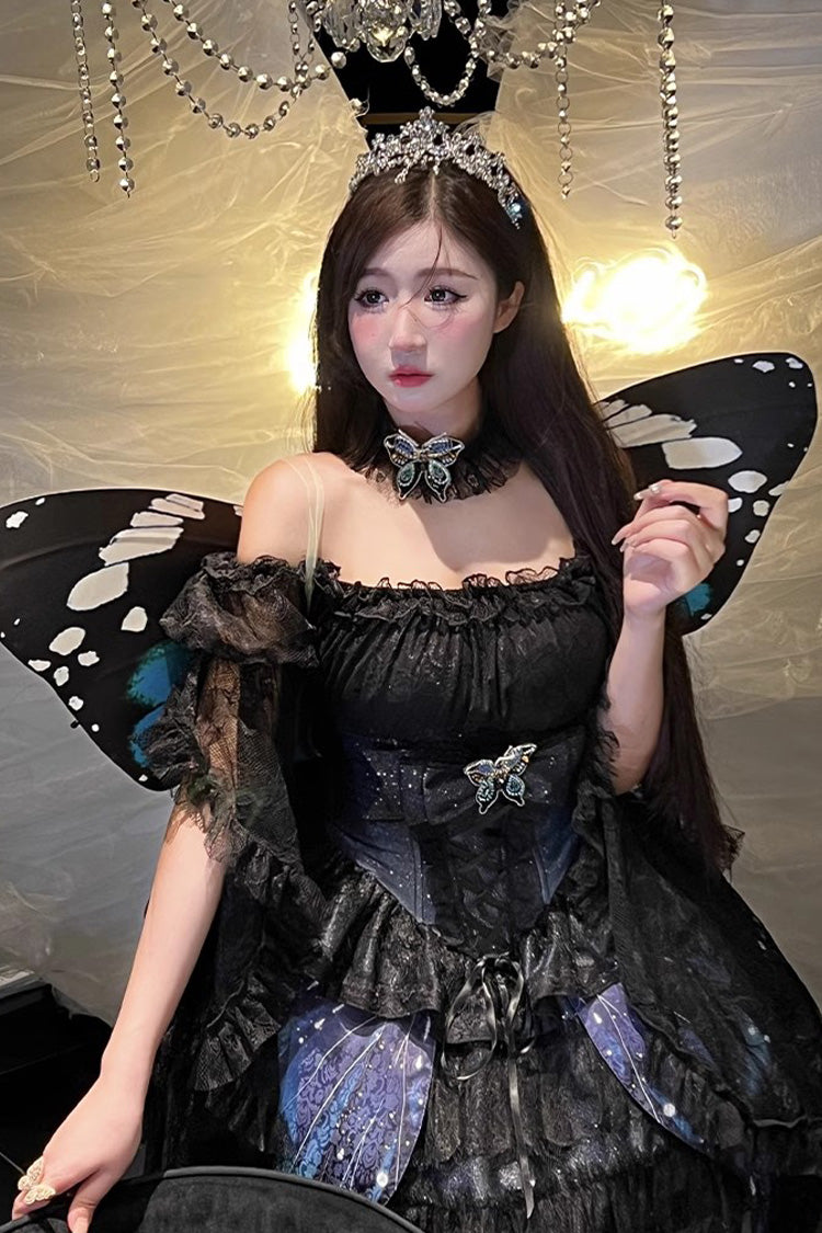 Sweet Lolita Skirt with Butterfly Print and Bowknot