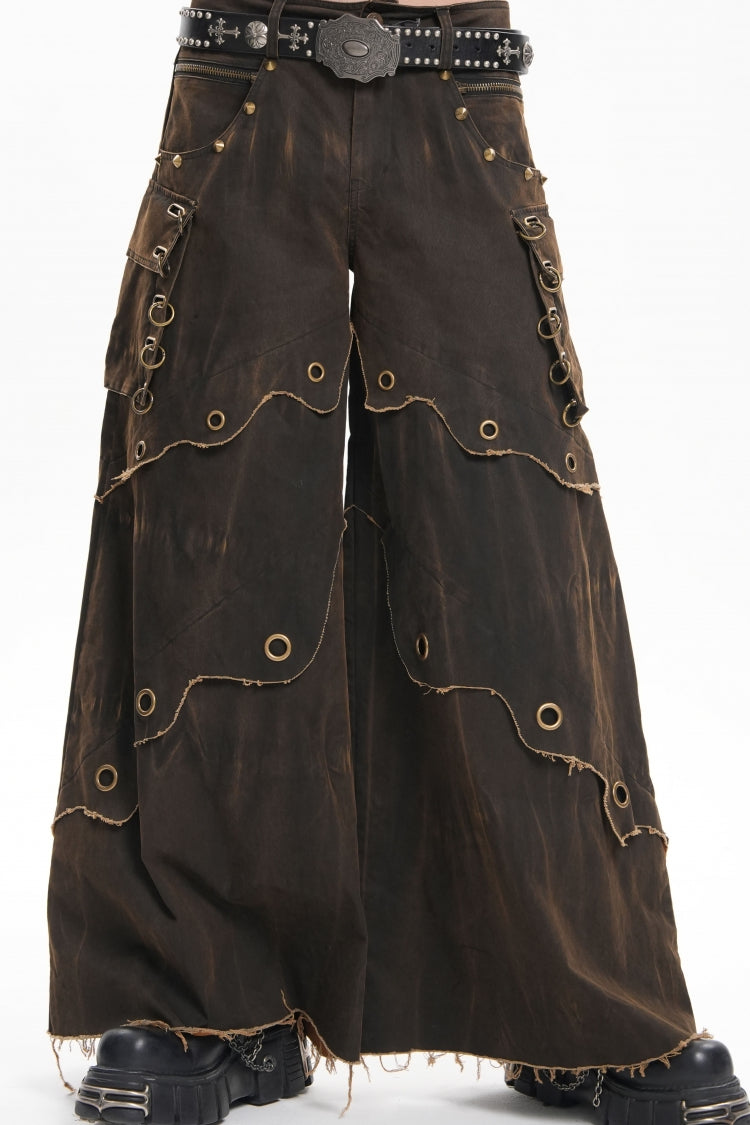 Men's Gothic Trousers with Eyelet Details and Pockets