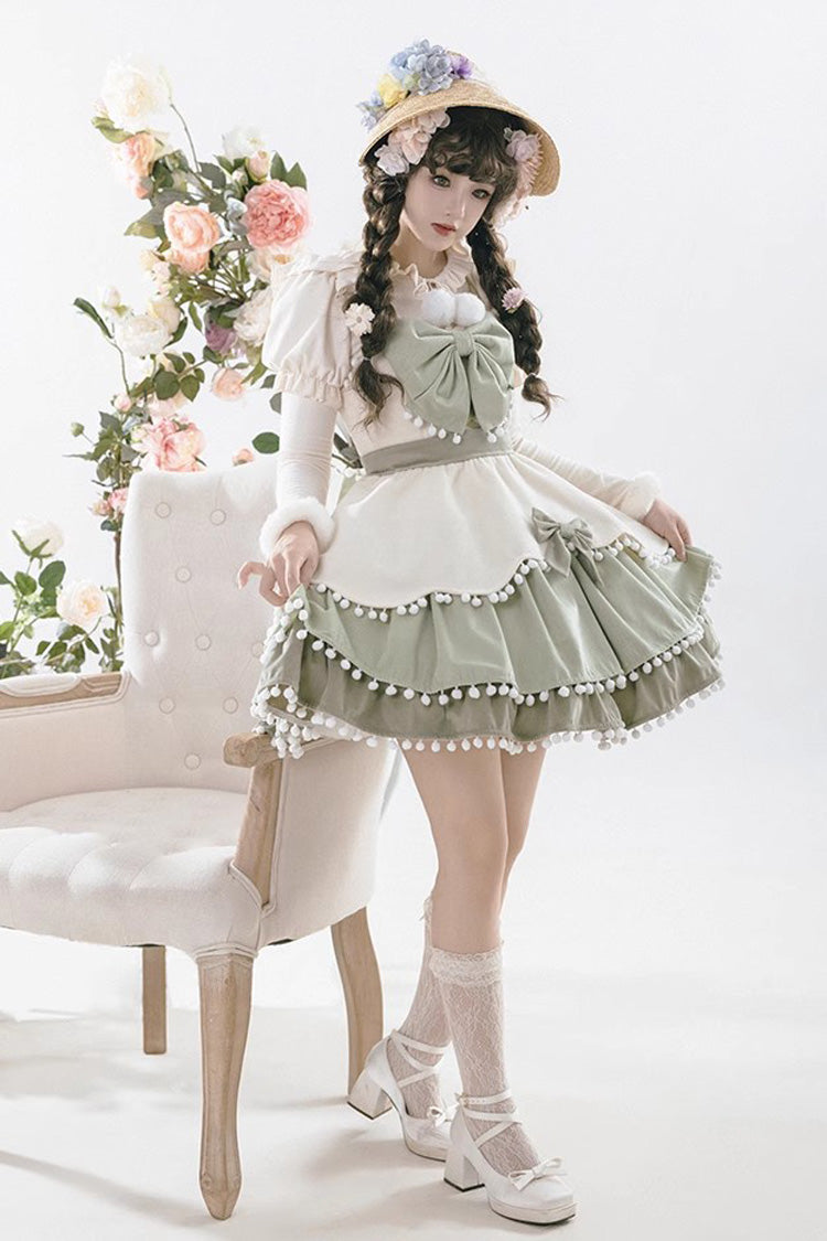 Autumn Winter Multi-Layer Ruffle JSK Dress with Bow