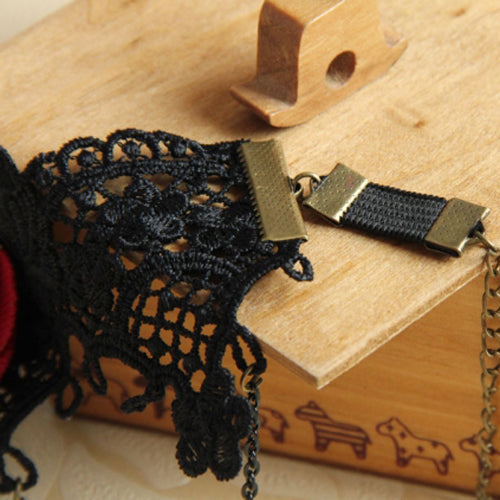 Dark Lace Rose Ruby Gothic Bracelet