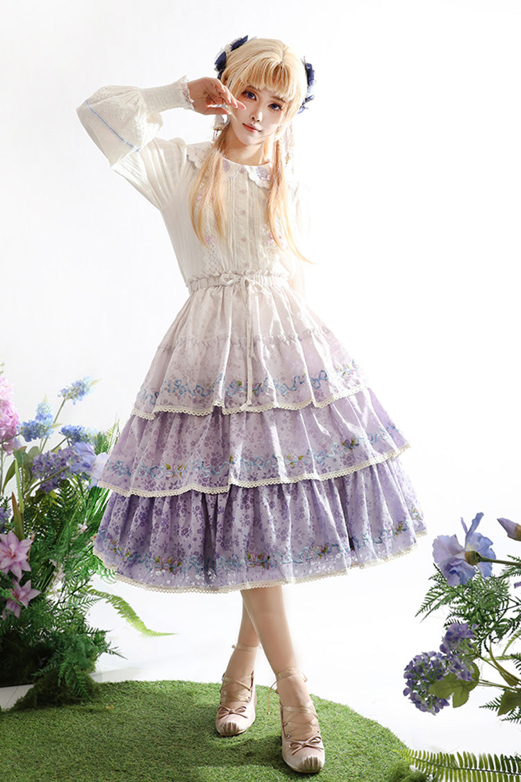 Moonlight Iris Printed Lace Skirt