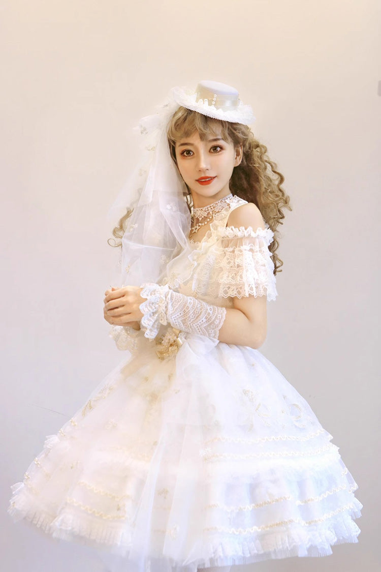 Ivory Layered Ethereal Dance Print Tulle Sweetheart JSK Gown