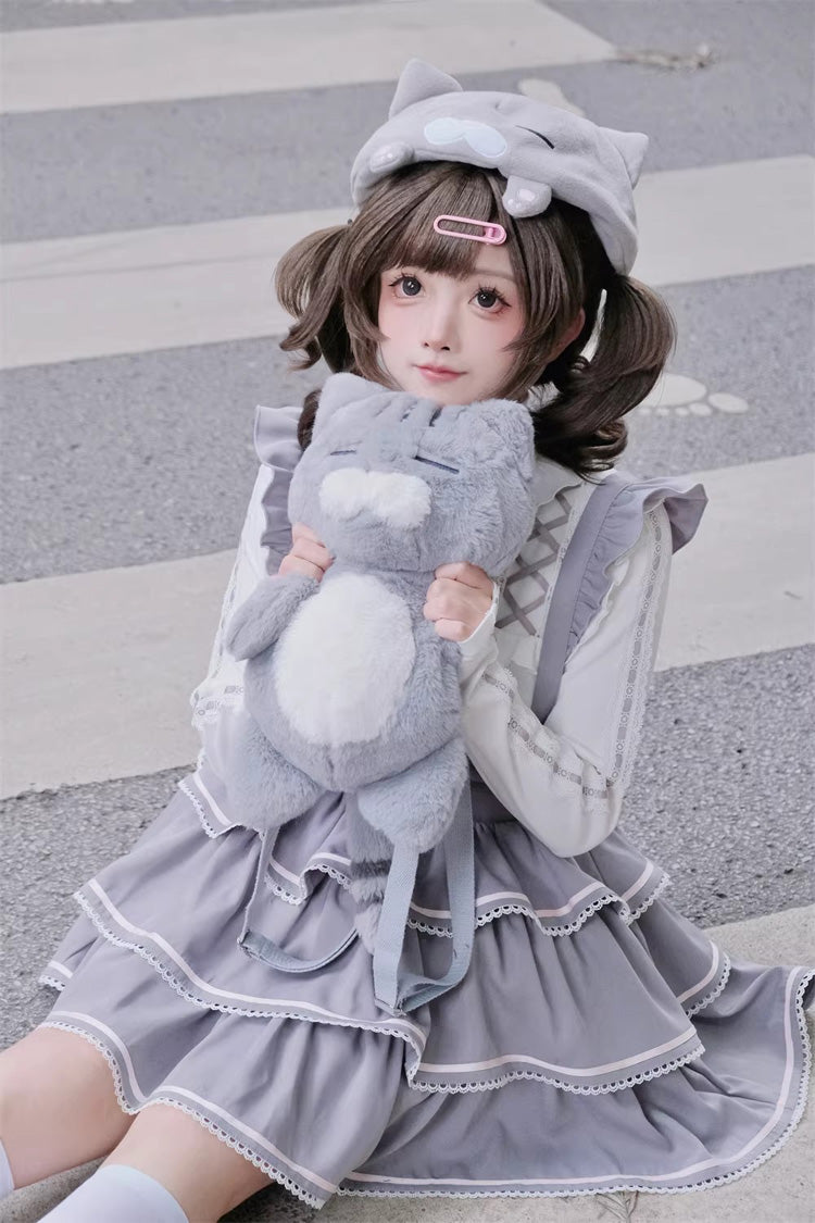 Ash Sweet Suspender Dress with Triple-Layered Ruffles