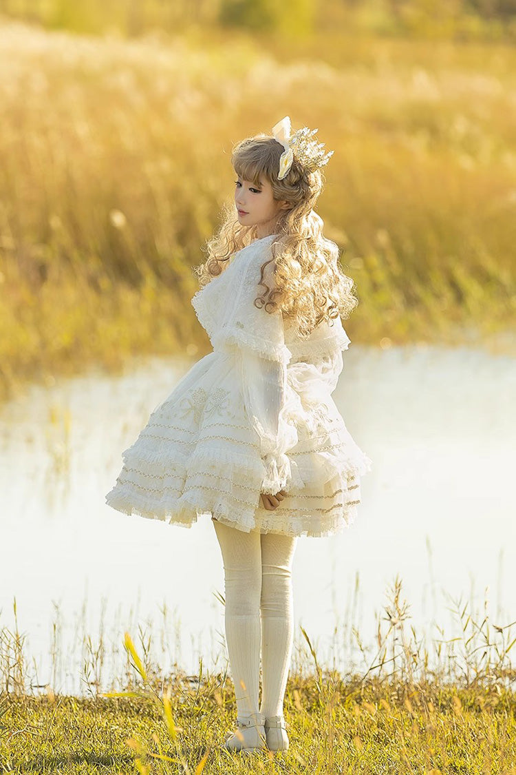Ivory Layered Ethereal Dance Print Tulle Sweetheart JSK Gown