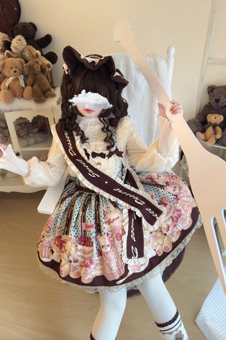 Sweet Lolita Strap Dress with Ruffled Bow and Lace