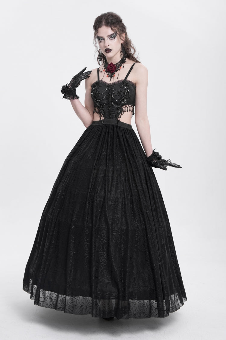 Jacquard Floral Lace Gothic Party Slip Dress