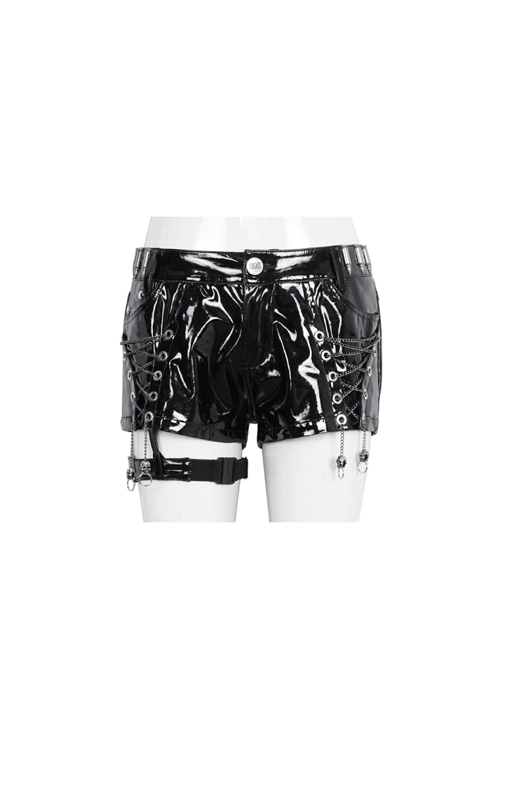 Slim Fit Steampunk Shorts in Black - Women's Vintage Style