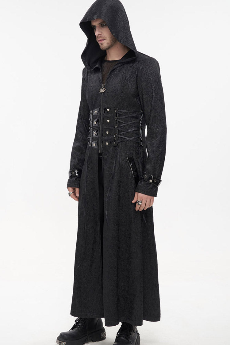 Stripe Mechanic Stitched Faux-Girdle Slim Punk Coat