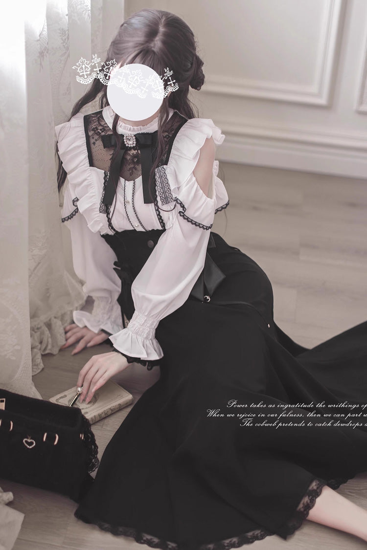Black Ruffle Bowknot Slim Sweet Elegant Lolita Fishtail Skirt