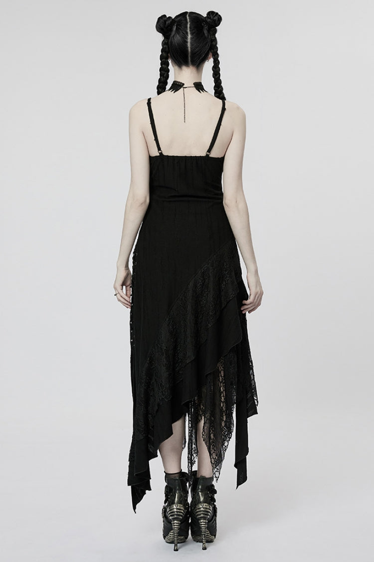 Obsidian Stitching Asymmetrical Mesh Punk Dress