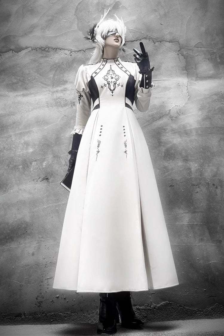 Ivory Moon Talisman Print Gothic Full-Length Gown
