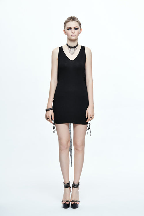 Punk Dress with Bat Wings and Spider Web Shawl