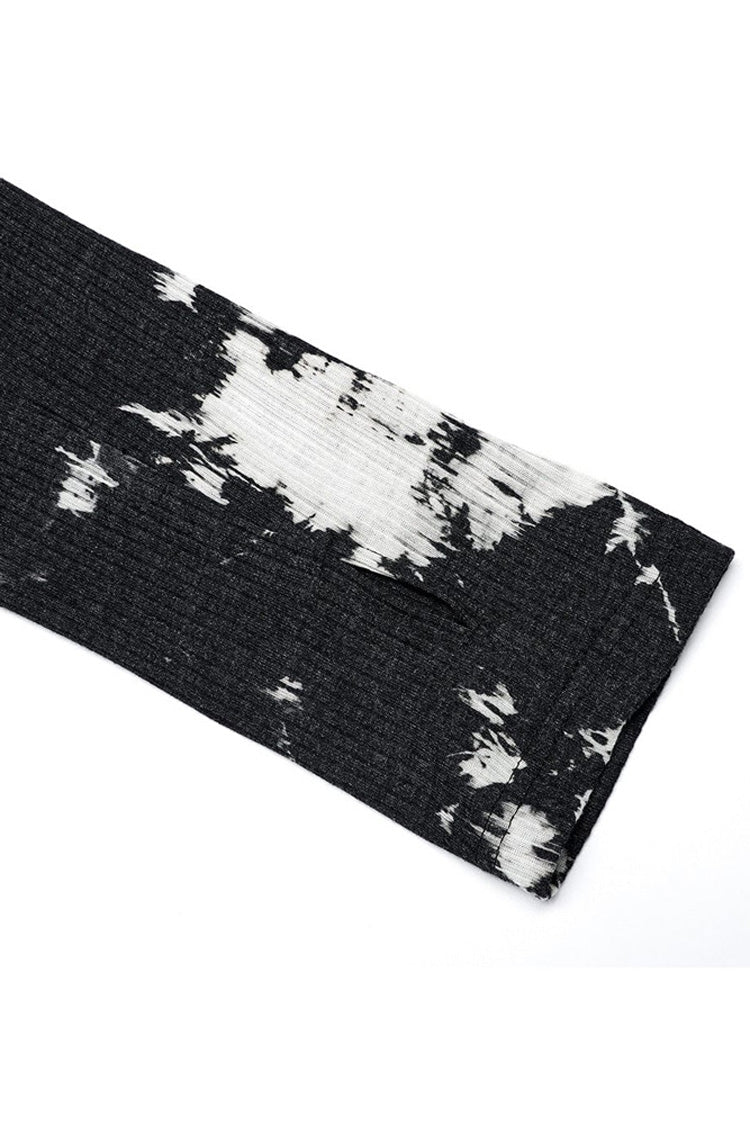 Monochrome Punk Shirt with Metal Buckles, Side Buttons, and Tie Dye