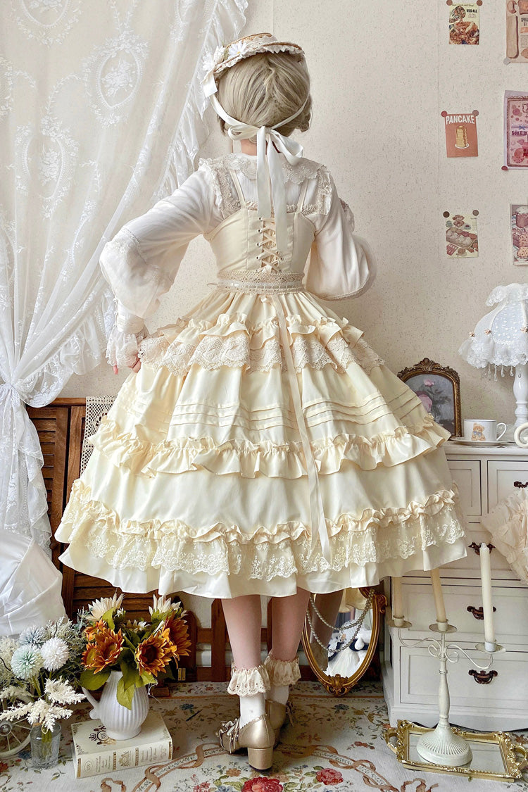 Lillian Ruffle Bow Lace Sweet Lolita Jsk Dress 4 Colors