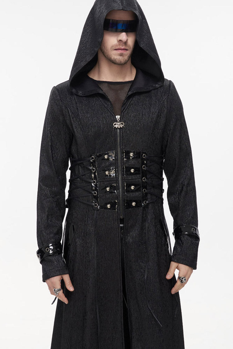 Stripe Mechanic Stitched Faux-Girdle Slim Punk Coat