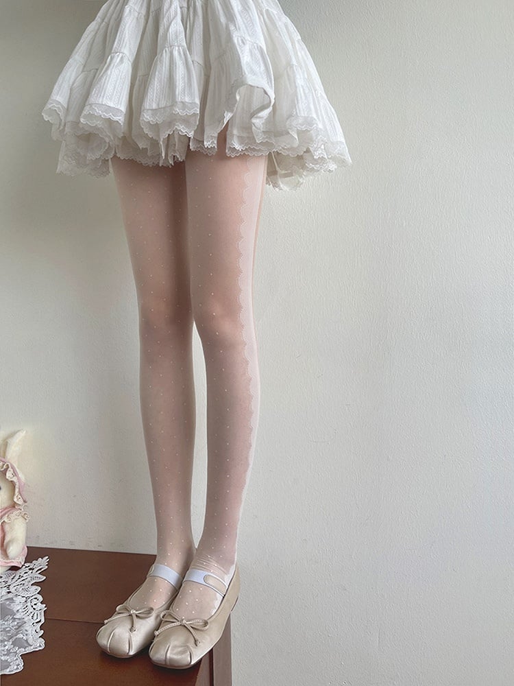 Polka-dot Lolita White Pattern Tights