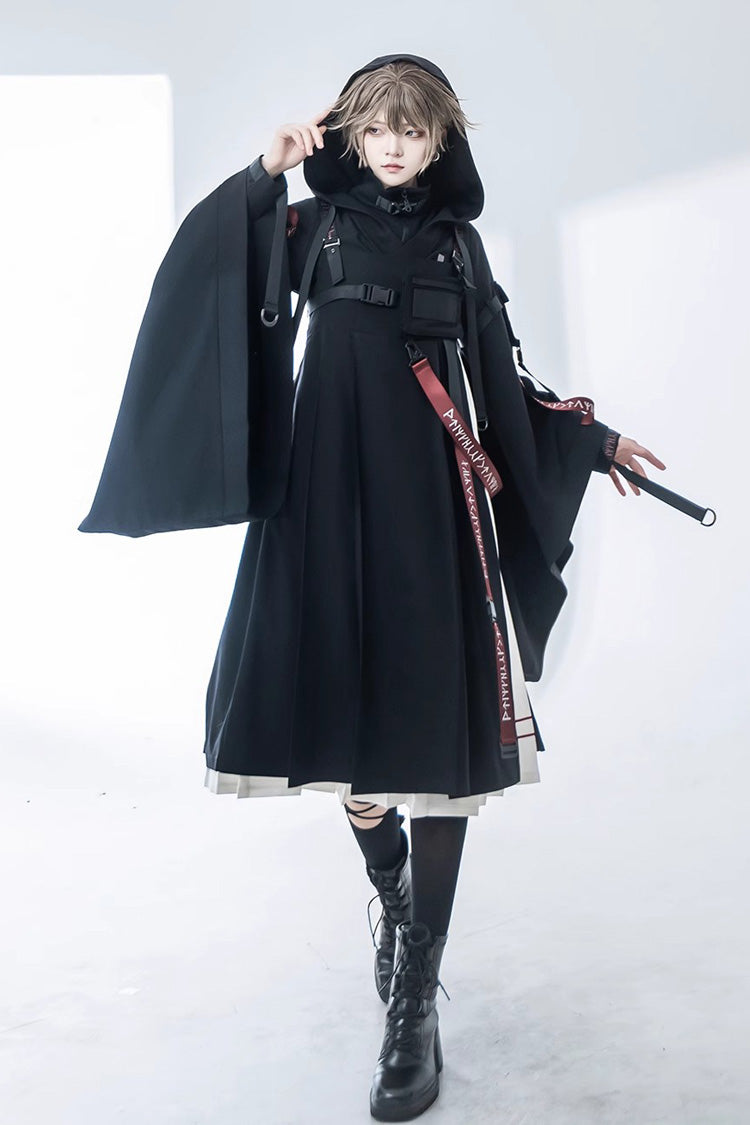 Gothic Hooded Cardigan with Blade Accents