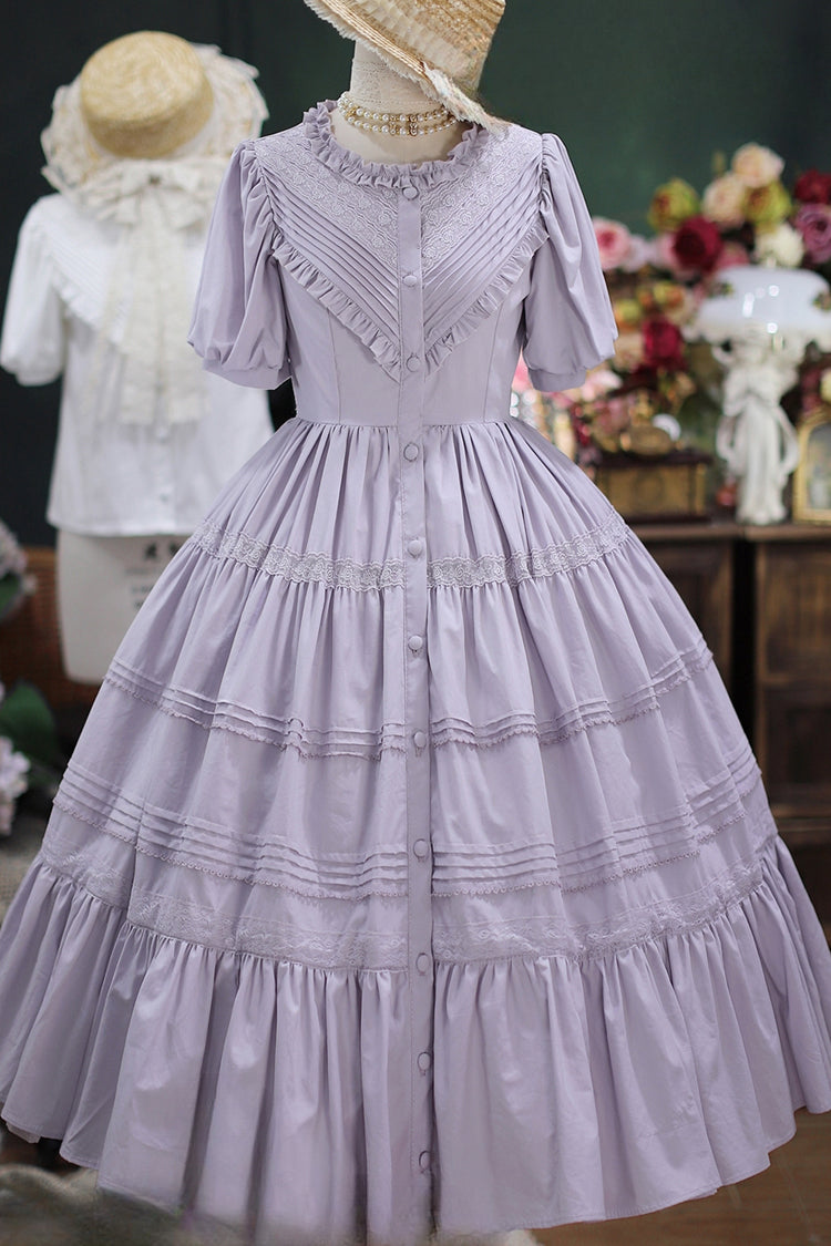 Elegant Round Neck Short-Sleeved Ruffled Sweet Lolita Dress