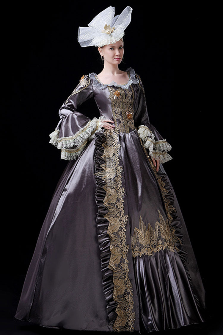 Cream Multi-Layer Lace Victorian Dress with Embroidered Floral Pattern - Altfashion Shop
