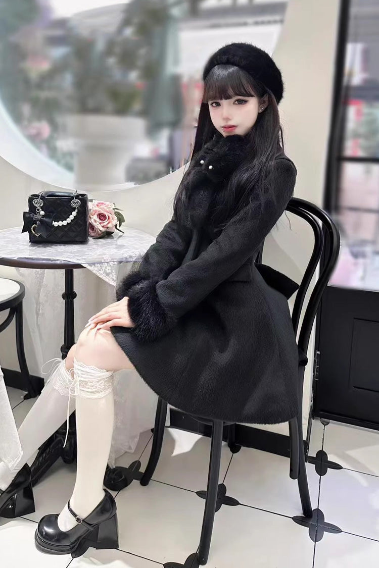 First Love Faux Fur Trimmed Wool Sweet Lolita Winter Coat for Autumn and Cold Seasons
