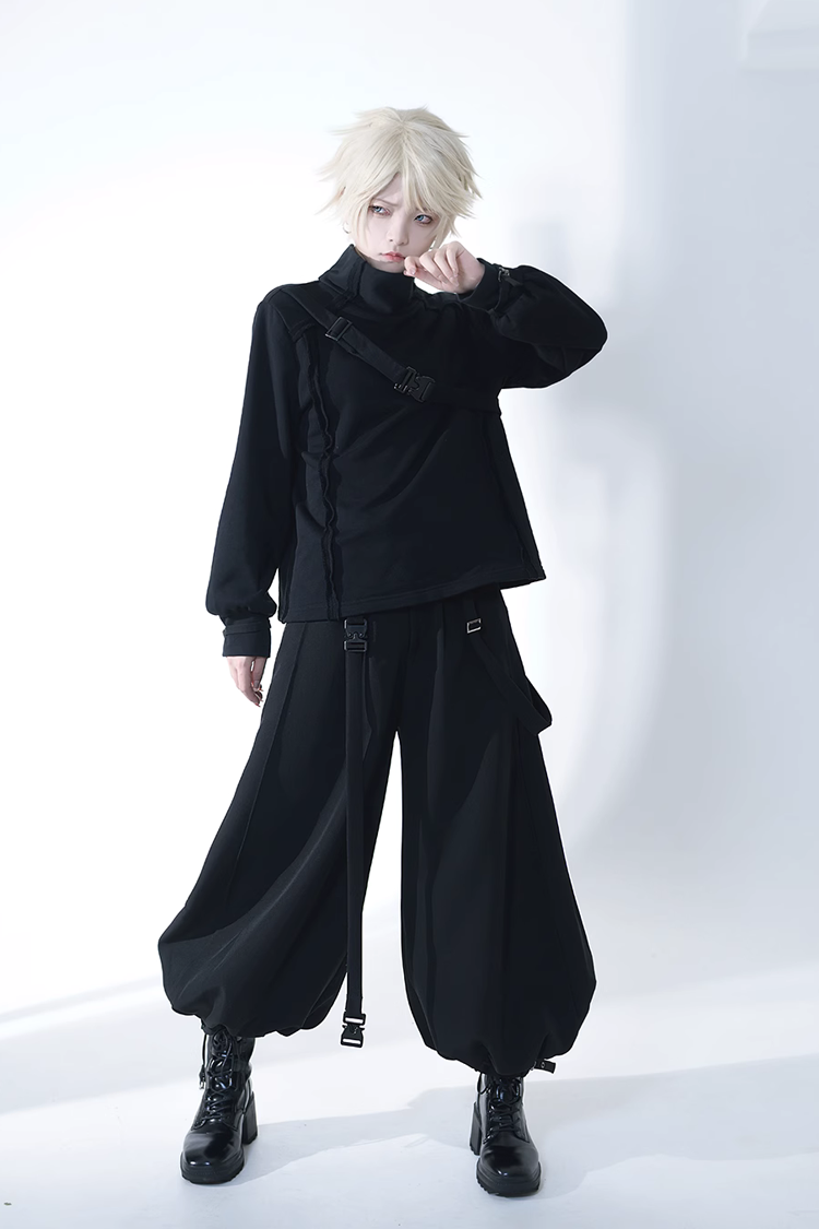 Handsome Rabbit Motif Ouji Lolita Outfit in Black