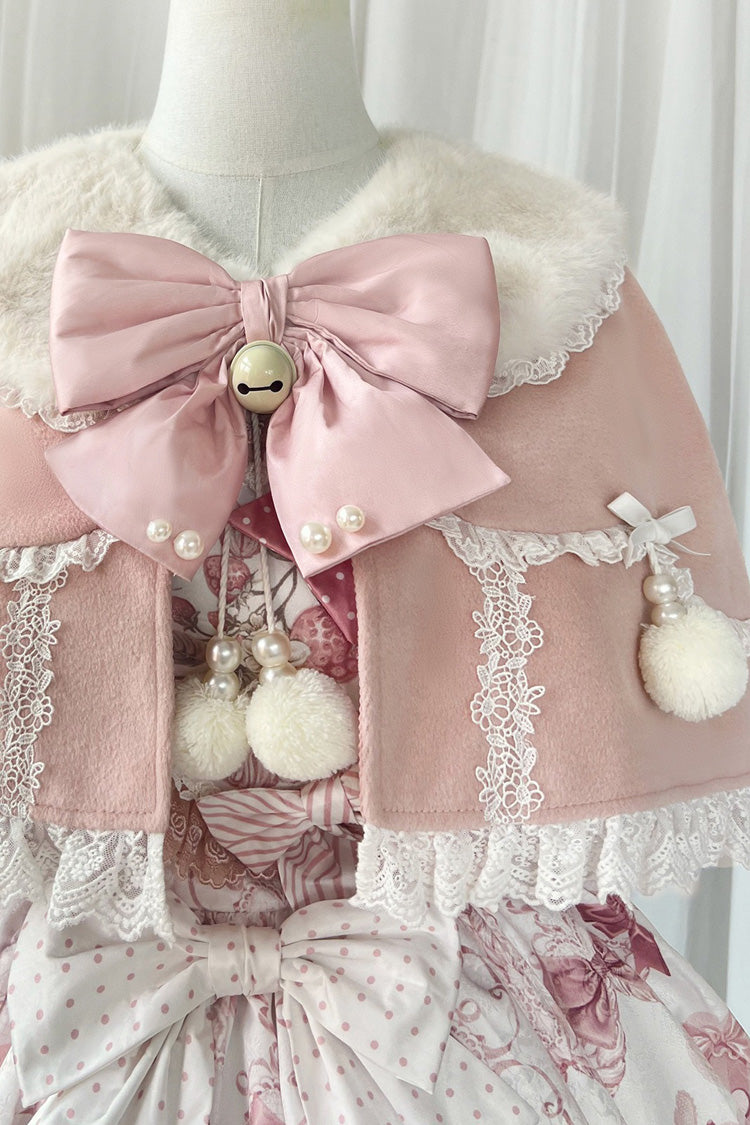 Pink Princess Dessert Cat Print Bow Lace Lolita Dress Set