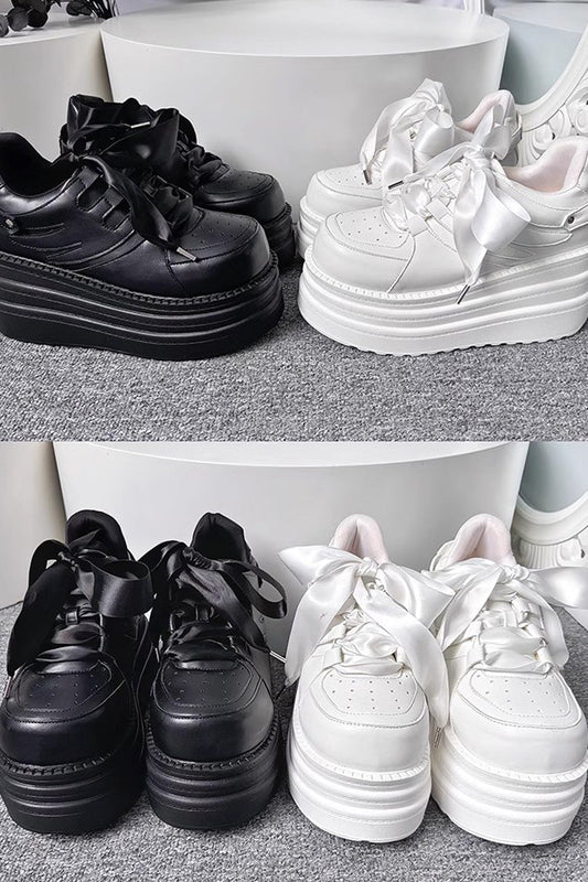 Lace-Up Sweet Jirai Kei Platform Shoes - 2 Shades
