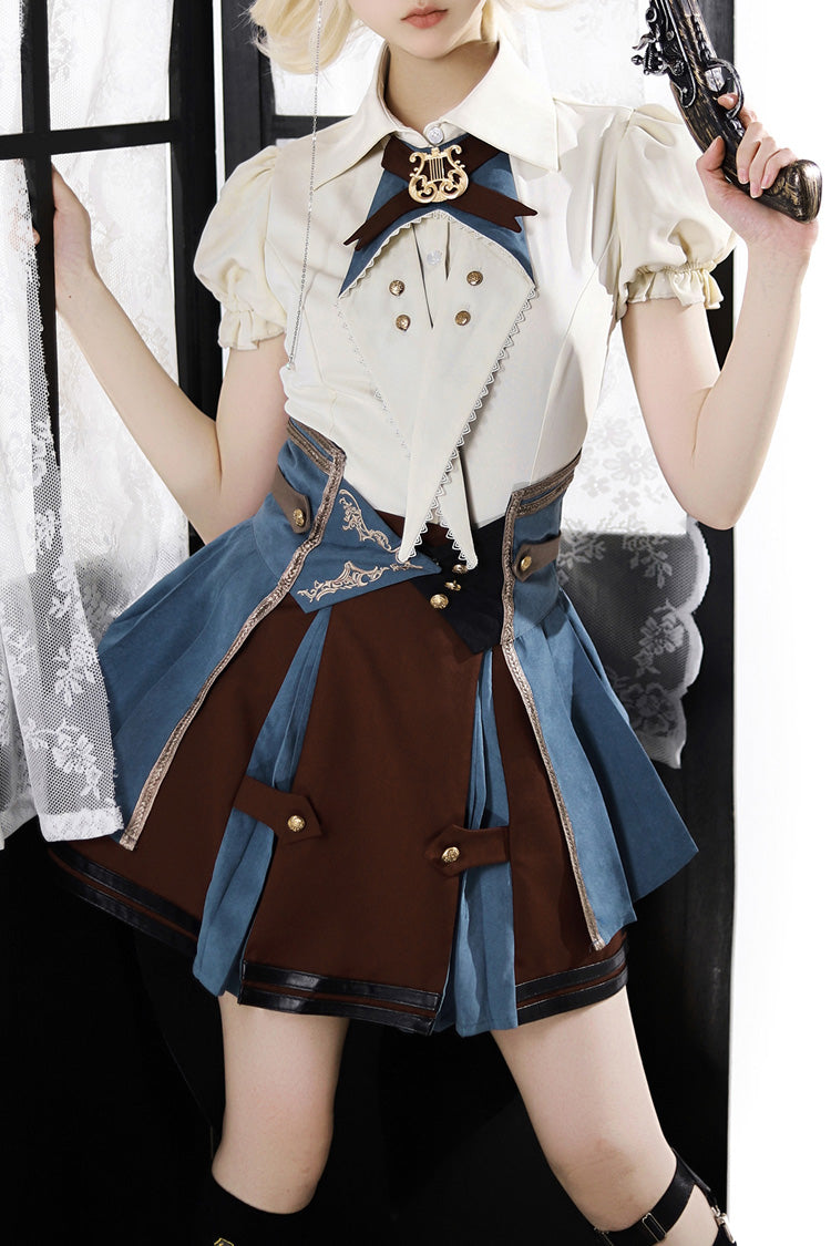 Fairy Town Train Conductor British Academic Embroidered Punk Lolita Skirt Set