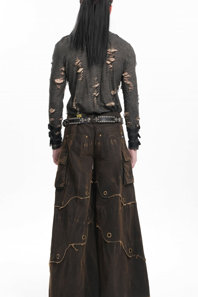 Men's Gothic Trousers with Eyelet Details and Pockets
