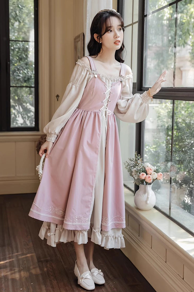 Pink Two Piece Set with Long Sleeves - Elegant Lolita