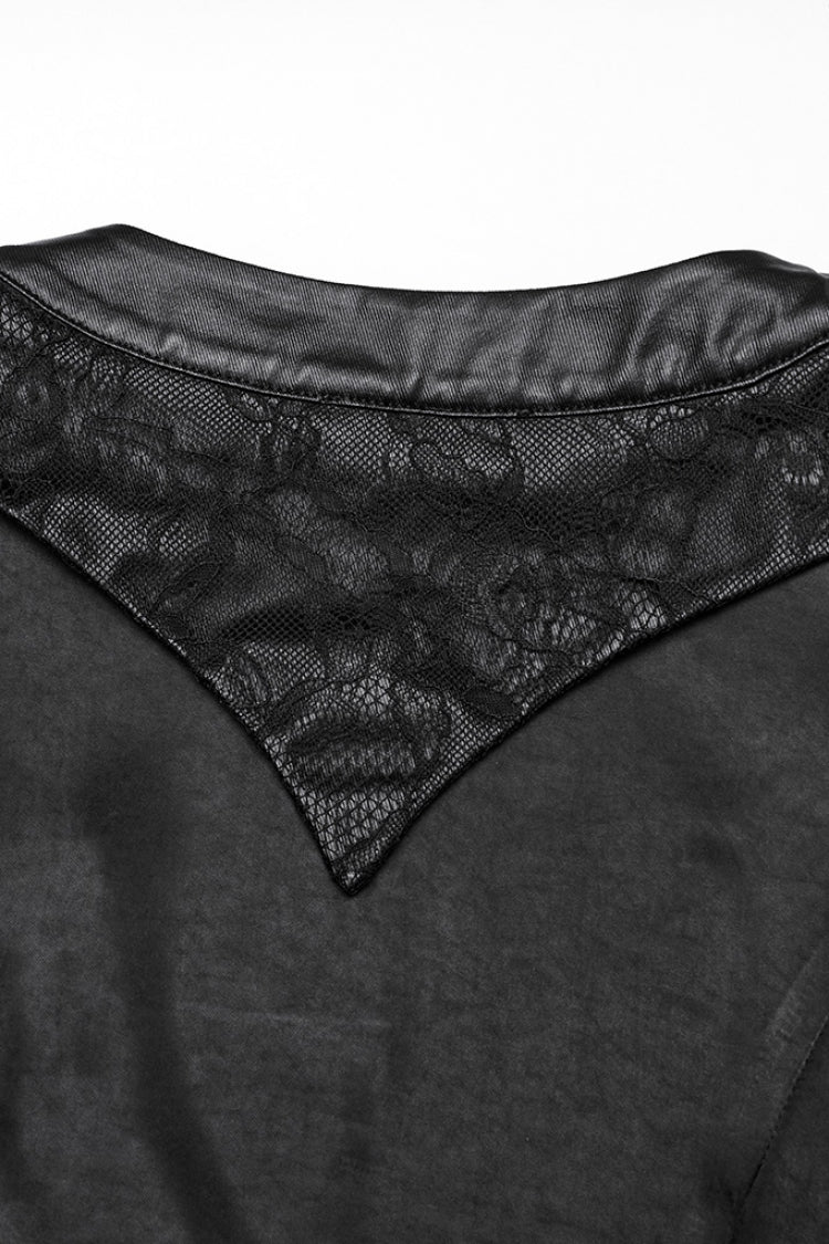 Ebony Long Sleeves Stitching Lace Asymmetrical Gothic Dress