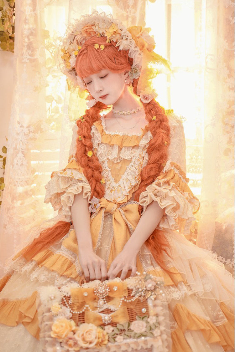 Rattan Flower Bowknot Tote Bag with Elegant Princess Lolita Charm, 2 Colors