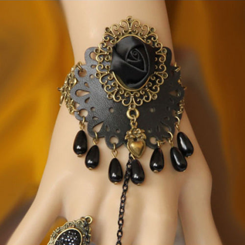 Antique Floral Pearl Gothic Band Bracelet