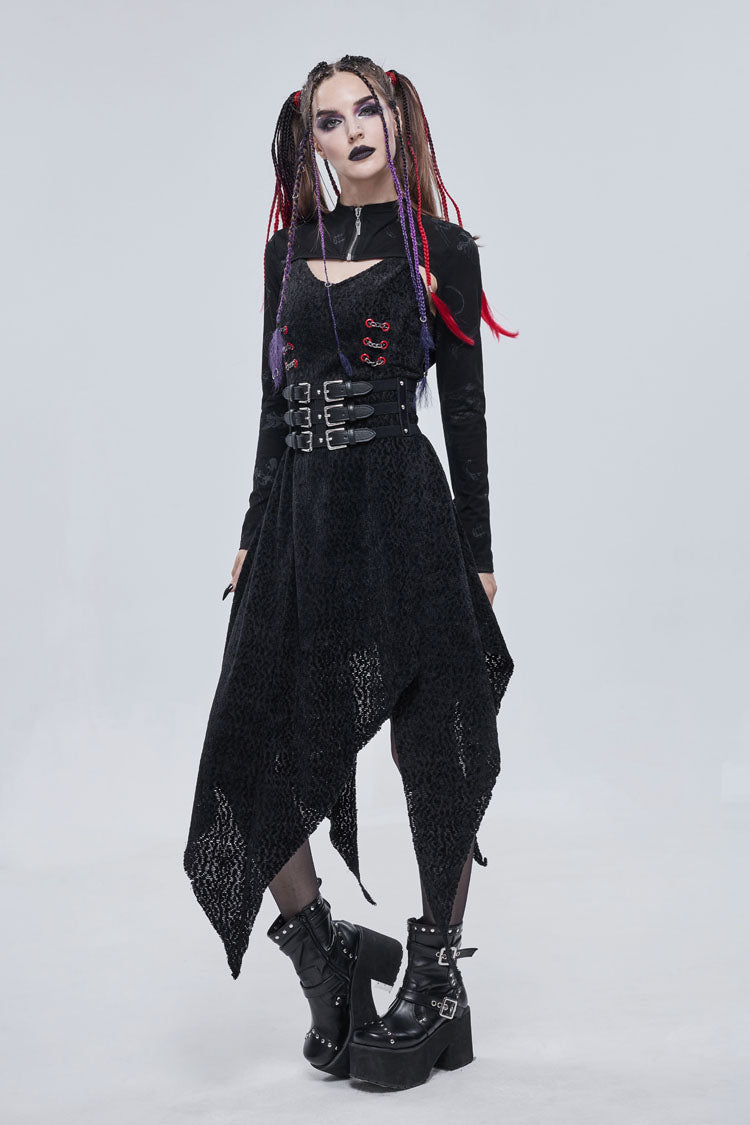 Gothic Cape for Women with Bone Print & Strappy Zipper Detail