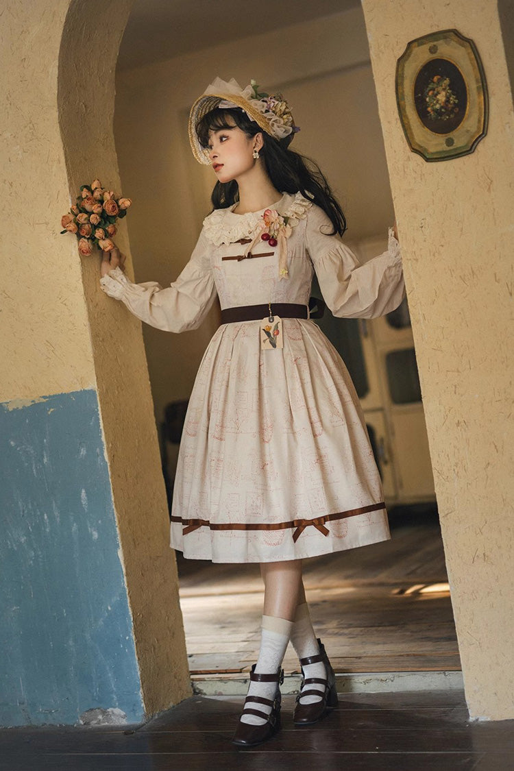 Watercolor Print JSK Dress with Sweet Elegance - Forest