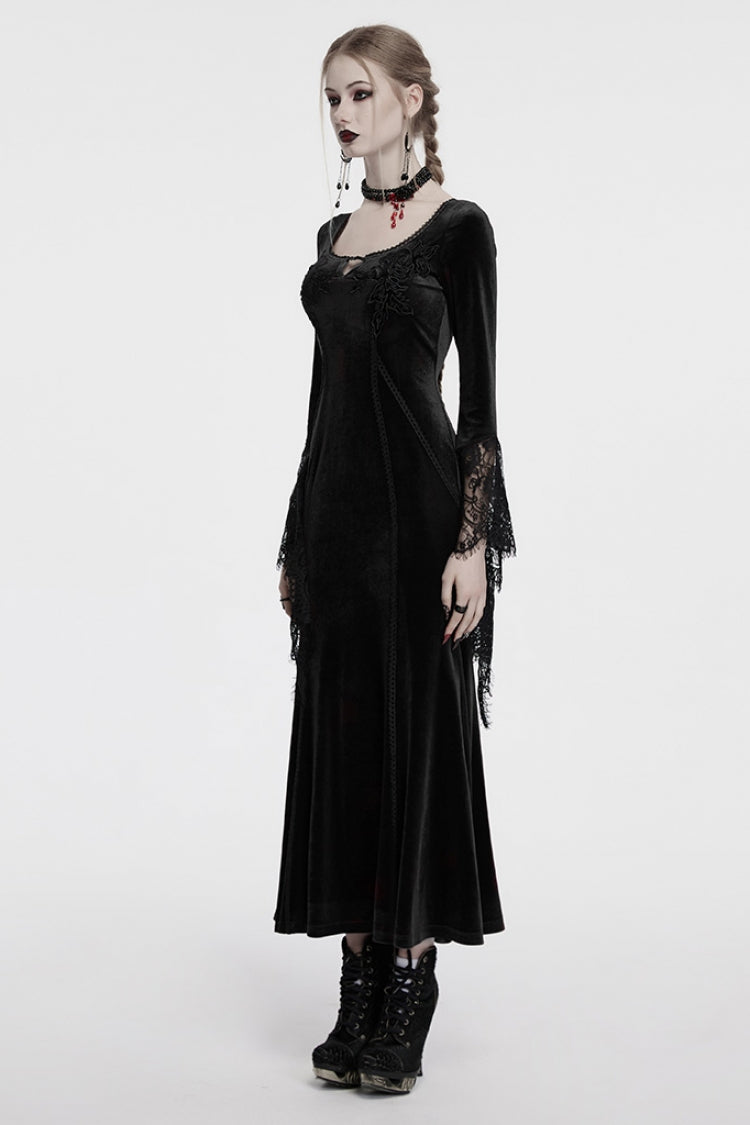 Floral Embroidered Lace Gothic Gown